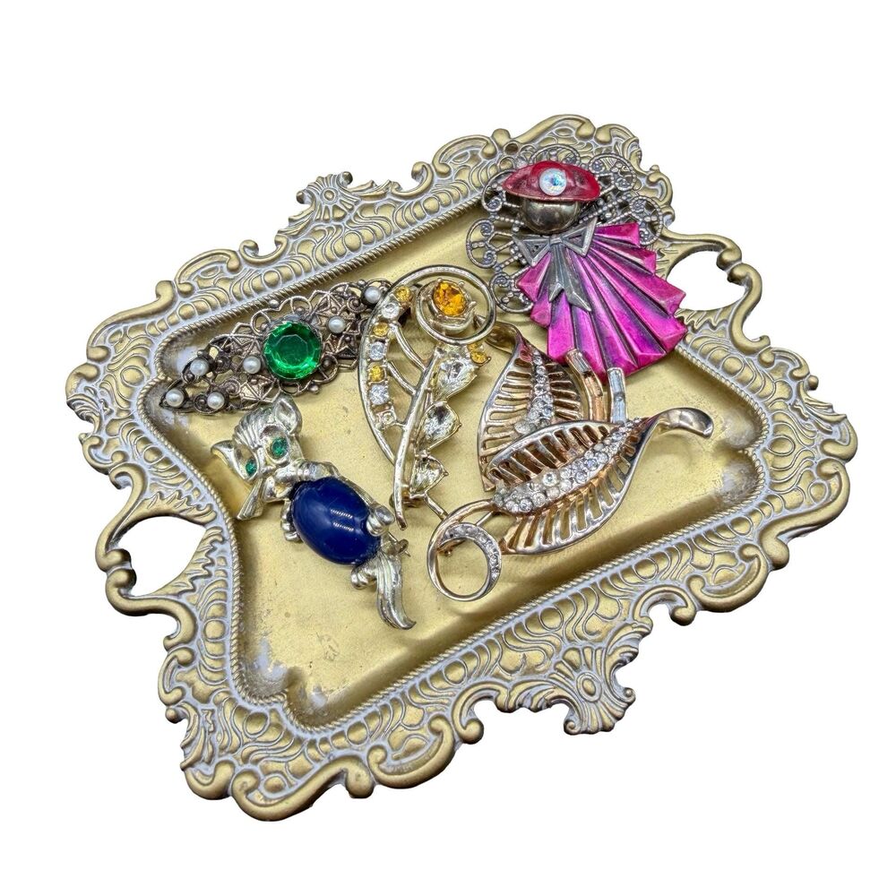 Vintage Brooch Lot, Imperfect Jewelry for Crafting